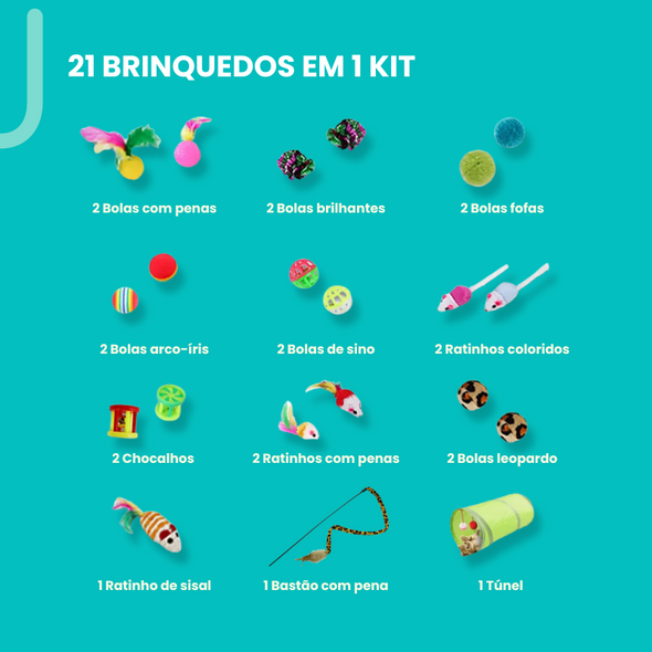 Kit Com 21 Brinquedos Interativos Para Gatos